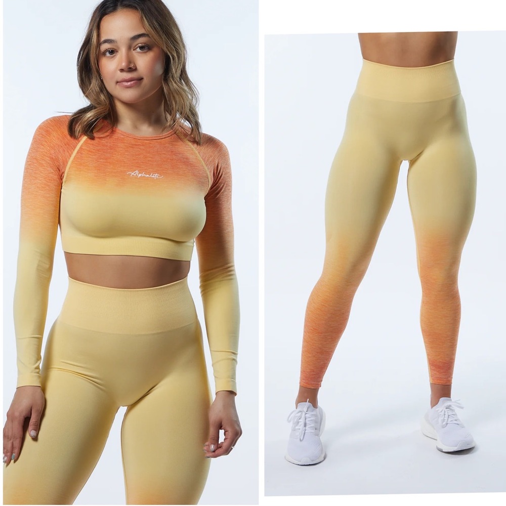 Ombre Amplify Legging - Honey plus Ombre Seamless LS Crop - Honey 🍯